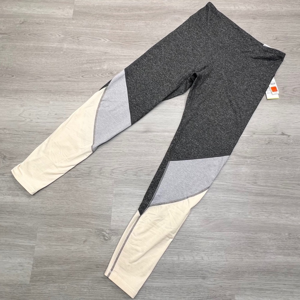 Old Navy Active Go Dry High Rise Leggings Charcoal Grey Colorblock Size L NWT